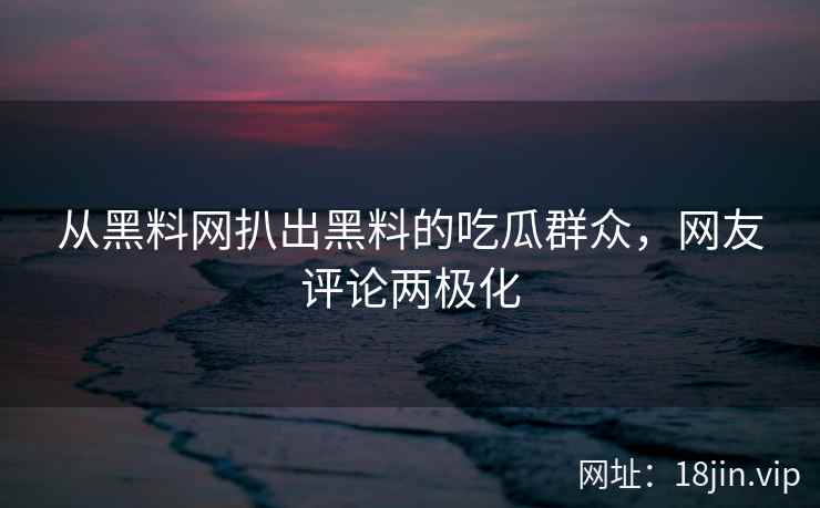从黑料网扒出黑料的吃瓜群众，网友评论两极化
