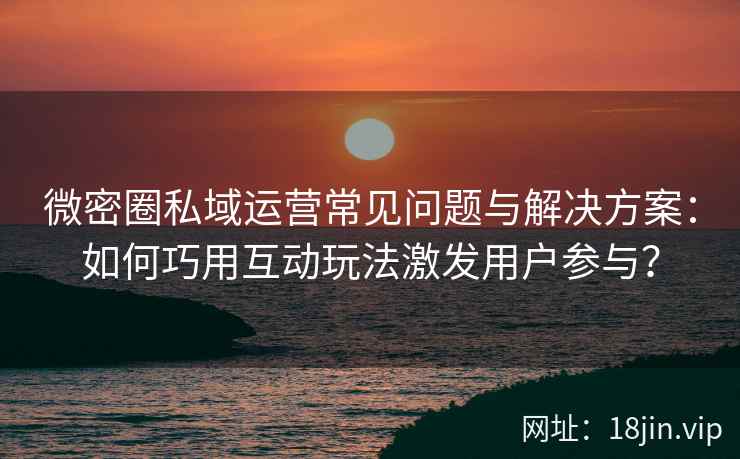微密圈私域运营常见问题与解决方案：如何巧用互动玩法激发用户参与？