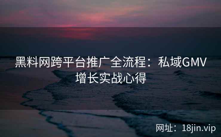 黑料网跨平台推广全流程：私域GMV增长实战心得