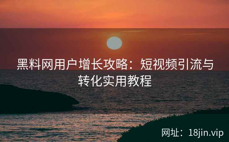 黑料网用户增长攻略：短视频引流与转化实用教程