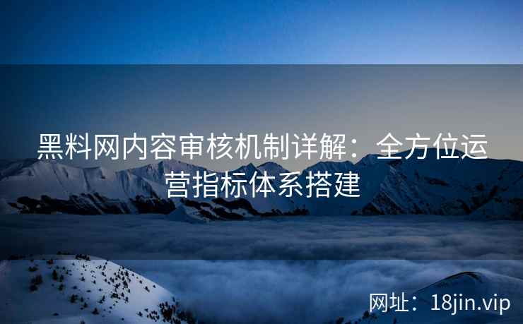 黑料网内容审核机制详解：全方位运营指标体系搭建