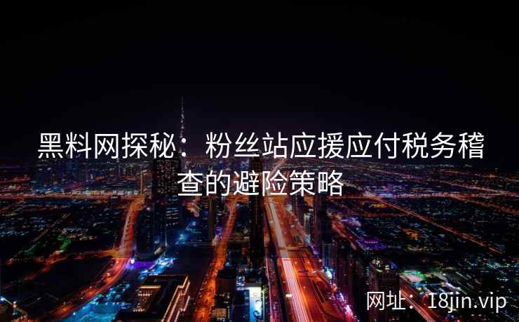 黑料网探秘：粉丝站应援应付税务稽查的避险策略
